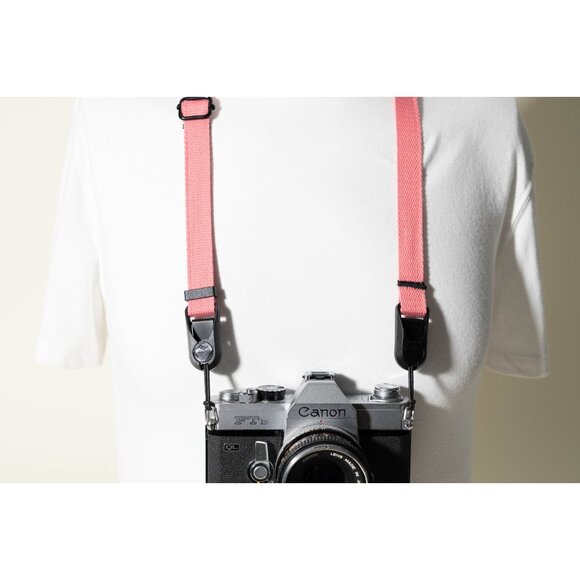 Small Adjustable 20-35" Pink Camera Neck Strap w/ Peak Design Anchors / Cotton - Picture 14 of 14